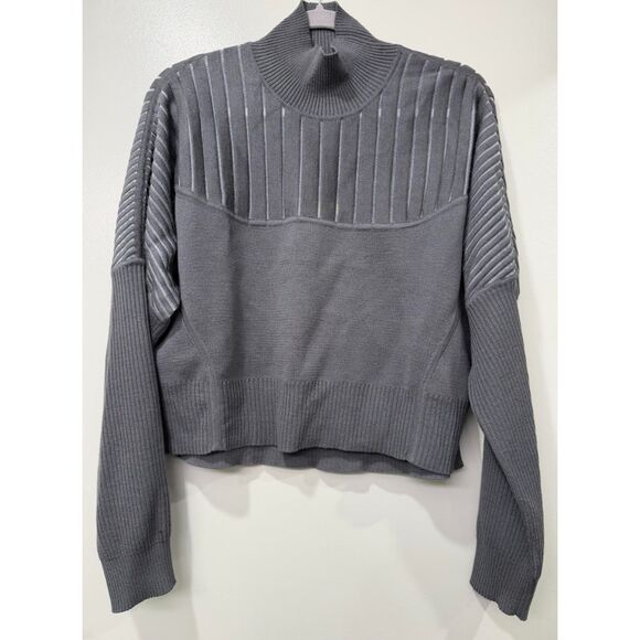 BNWT Nike Every Stitch Considered SS25 Mock Neck Knit Sweater Gray - Picture 2 of 6